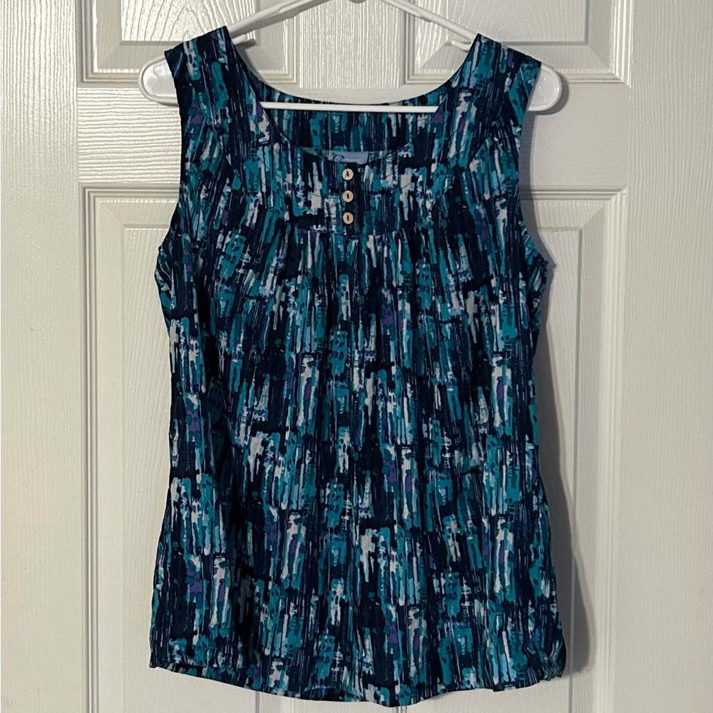 Classic Elements Blue Pleated Tank Top